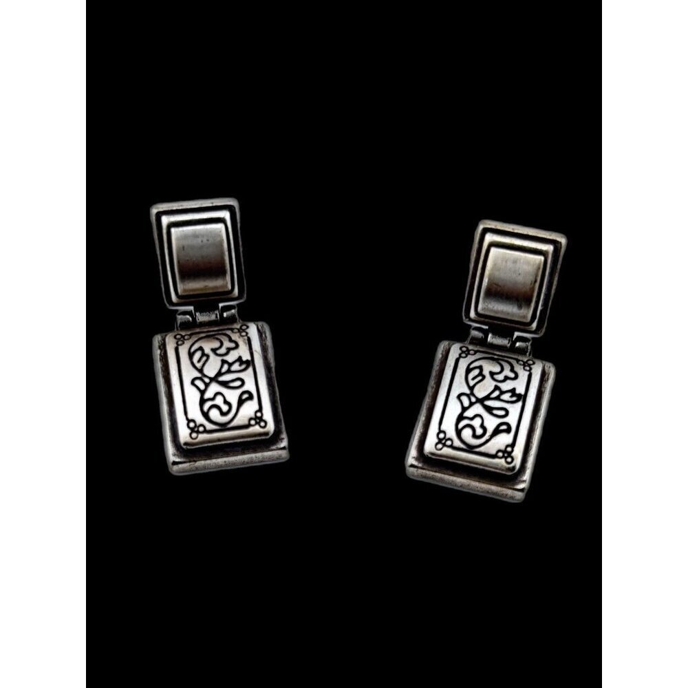 Brighton vintage silver scrolled drop earrings